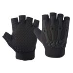 ⁦قفازات كفوف شتوية رياضية نصف اصبع، مثالية في الجيم - قفازات لياقة بدنية وكمال الأجسام ورفع الأثقال في الجيم - لون أسود⁩ - الصورة ⁦4⁩