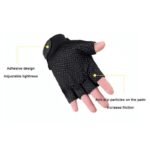 ⁦قفازات كفوف شتوية رياضية نصف اصبع، مثالية في الجيم - قفازات لياقة بدنية وكمال الأجسام ورفع الأثقال في الجيم - لون أسود⁩ - الصورة ⁦6⁩