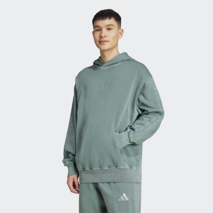 ⁦adidas Mens' ALL SZN French Terry Washed Hoodie - Green⁩ - الصورة ⁦2⁩