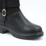 ⁦جزمة مع كعب للنساء لون أسود⁩ - الصورة ⁦2⁩