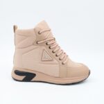 ⁦حذاء كاجوال برباط مع كعب شتوي للنساء لون بيج⁩ - الصورة ⁦11⁩