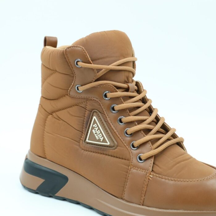 ⁦حذاء كاجوال برباط مع كعب شتوي للنساء لون كاكي⁩ - الصورة ⁦7⁩