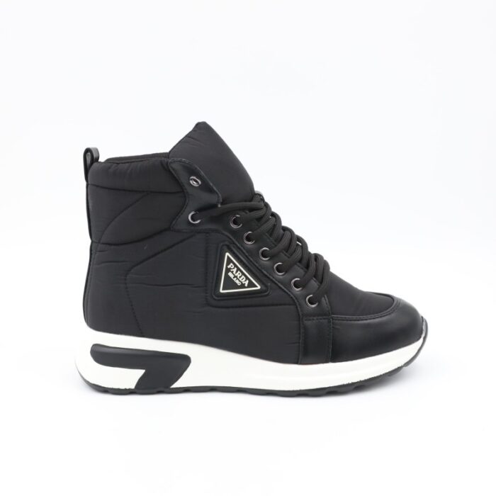 ⁦حذاء كاجوال برباط مع كعب شتوي للنساء لون أسود⁩ - الصورة ⁦8⁩