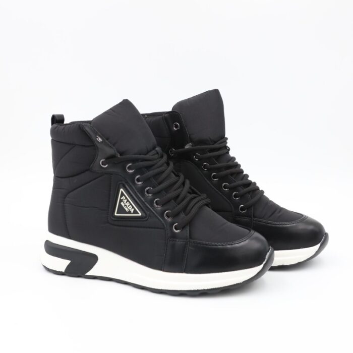 ⁦حذاء كاجوال برباط مع كعب شتوي للنساء لون أسود⁩ - الصورة ⁦10⁩