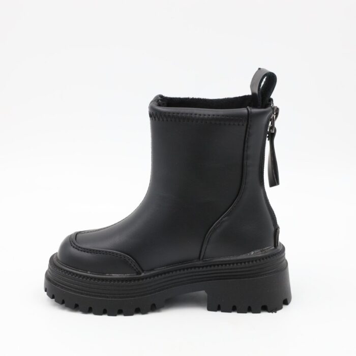 ⁦بسطار جلد للأطفال لون أسود⁩ - الصورة ⁦3⁩