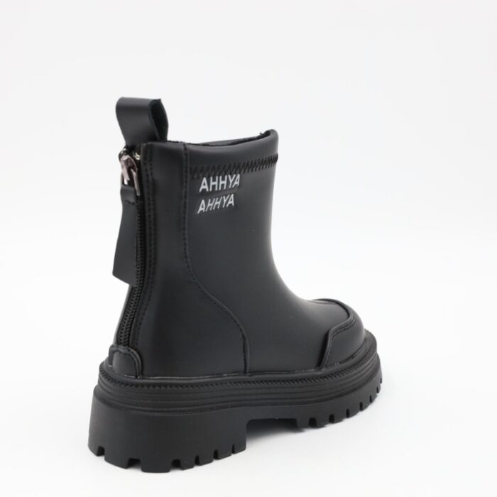 ⁦بسطار جلد للأطفال لون أسود⁩ - الصورة ⁦4⁩