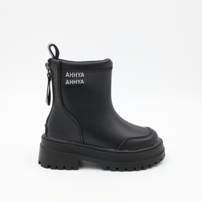 ⁦بسطار جلد للأطفال لون أسود⁩ - الصورة ⁦5⁩