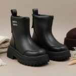 ⁦بسطار جلد للأطفال لون أسود⁩ - الصورة ⁦7⁩