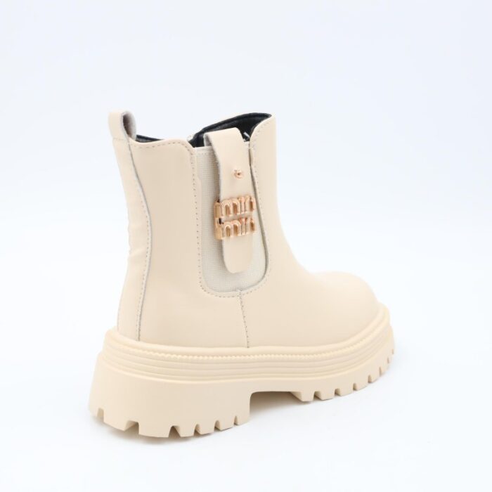 ⁦بسطار جلد للأطفال لون بيج⁩ - الصورة ⁦4⁩