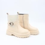 بسطار جلد للأطفال لون بيج