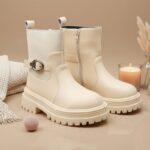 ⁦بسطار جلد للأطفال لون بيج⁩ - الصورة ⁦7⁩