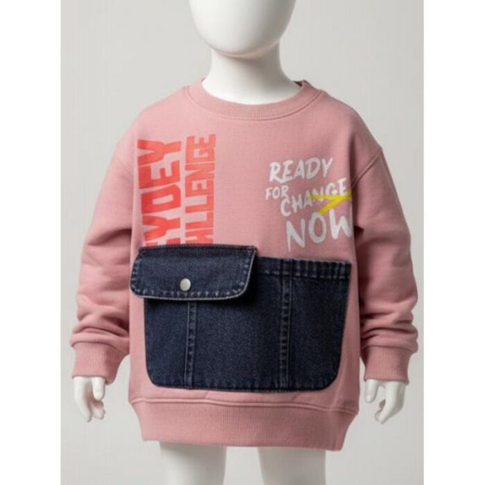 ⁦بلوزة بناتي بأكمام طويلة لون زهري⁩ - الصورة ⁦2⁩