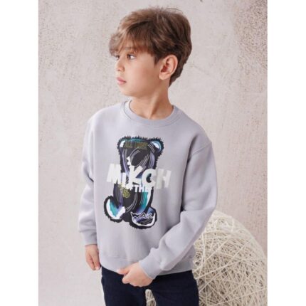 بلوزة ولادي بأكمام طويلة لون سكني