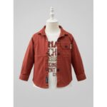 ⁦جاكيت ولادي بأزرار وأكمام طويلة للأطفال لون كرميدي⁩ - الصورة ⁦2⁩