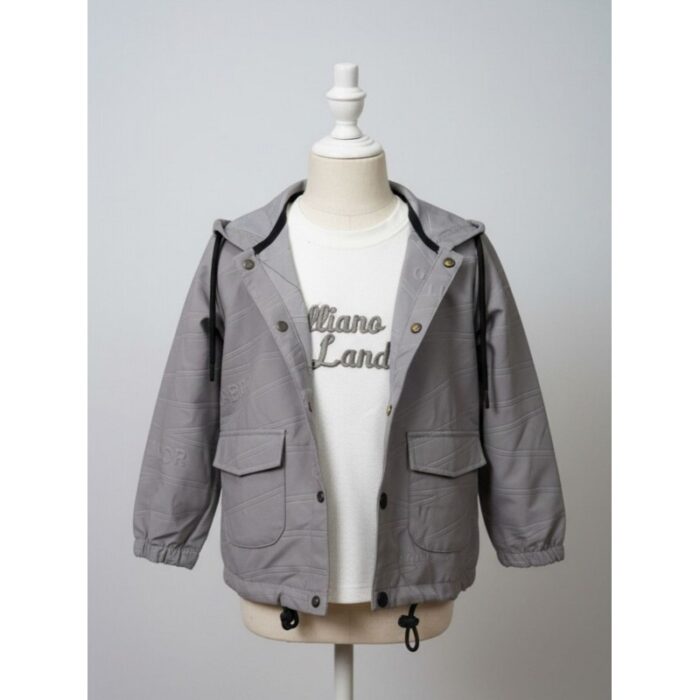 ⁦جاكيت ولادي بأزرار وأكمام طويلة لون سكني⁩ - الصورة ⁦2⁩