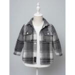 جاكيت ولادي بأزرار وأكمام طويلة للأطفال لون رمادي