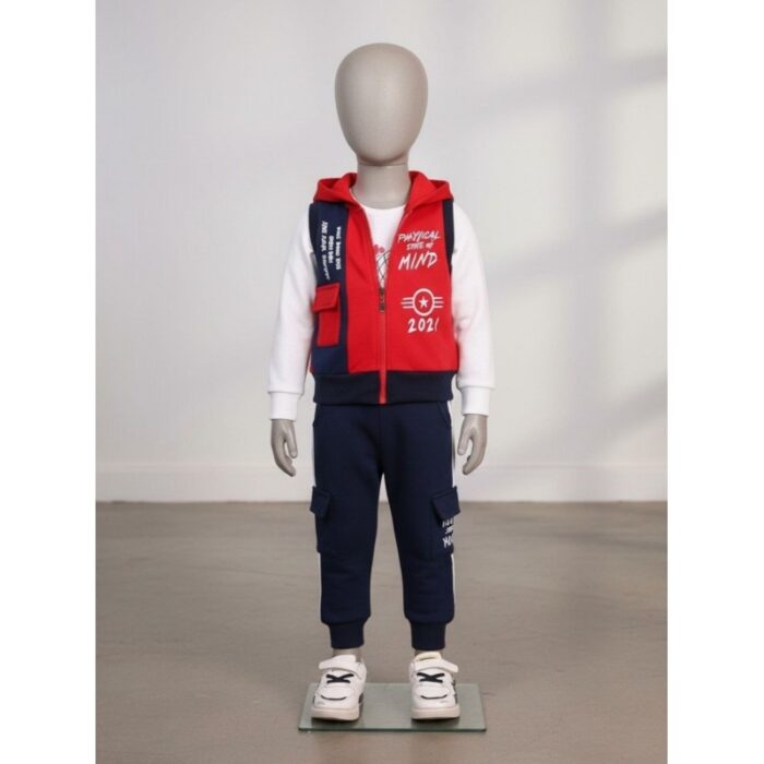 ⁦بجامة قطعتين للاطفال لون أحمر وكحلي⁩ - الصورة ⁦2⁩