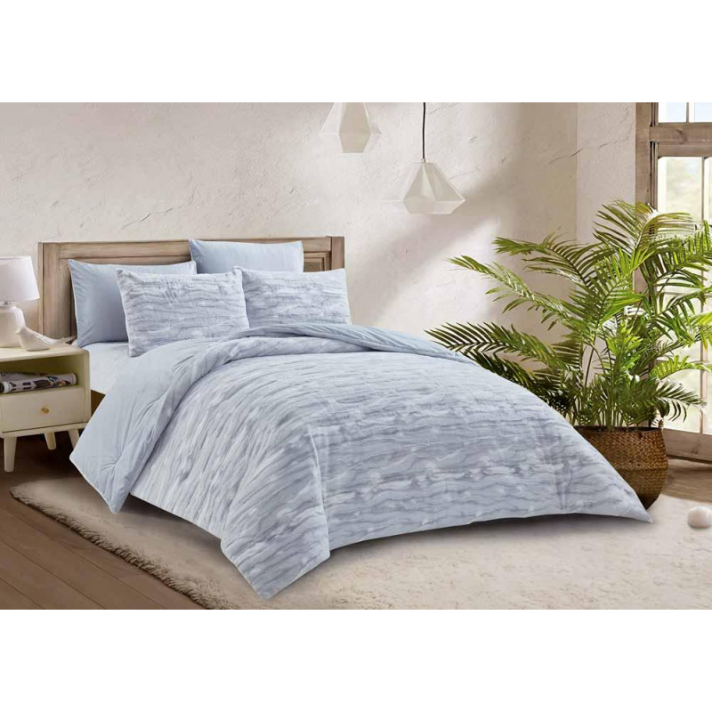 ⁦[14112356] طقم غطاء تخت 6 قطع FLOWER WINTER FOG GREY KING 260×240 CM⁩ - الصورة ⁦1⁩