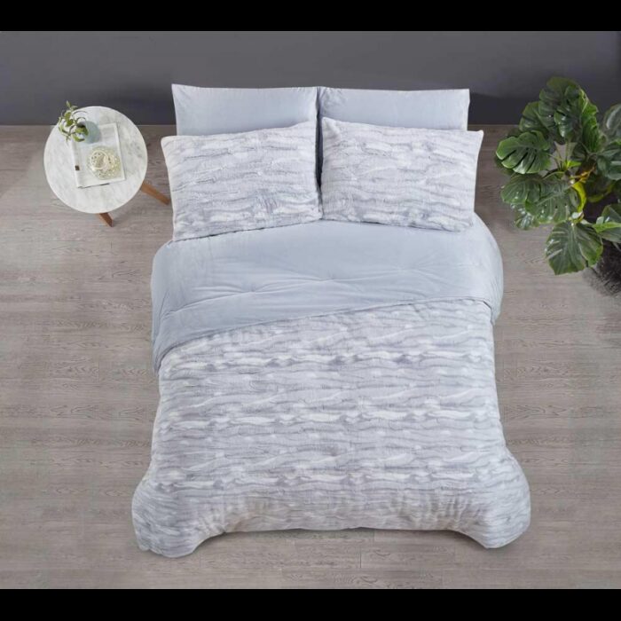 ⁦[14112356] طقم غطاء تخت 6 قطع FLOWER WINTER FOG GREY KING 260×240 CM⁩ - الصورة ⁦2⁩