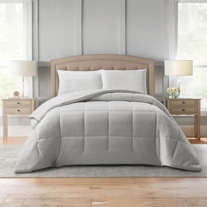 ⁦[24150064] طقم غطاء تخت 4 قطع VALOR JULIE GREY DOUBLE 240X220 CM⁩ - الصورة ⁦2⁩