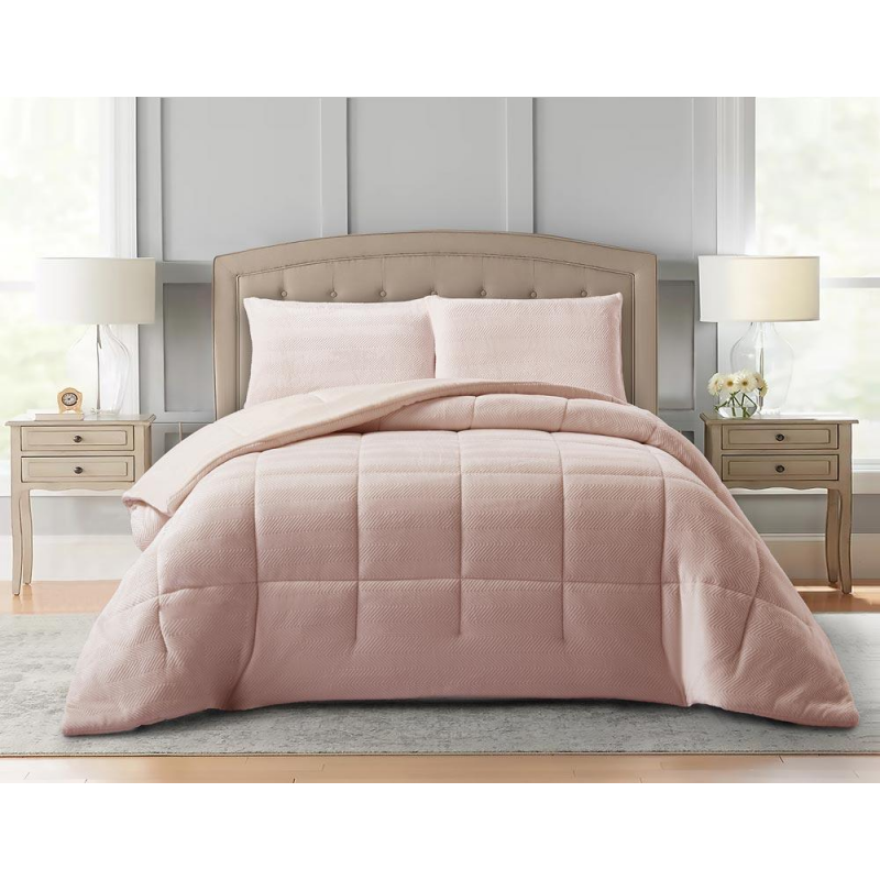⁦[24150074] طقم غطاء تخت مجوز 4 قطع لون زهري VALOR JULIE PINK DOUBLE 240X220 CM⁩ - الصورة ⁦1⁩