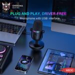 ميكروفون ONIKUMA M830 مكثف سلكي لسطح المكتب خفيف الوزن بإضاءة RGB وميزة تقليل الضوضاء وتسجيل الألعاب