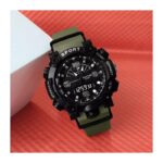 ساعة يد رقمية رياضية للرجال حزام سيليكون لون أخضر ماركة Sport Shock