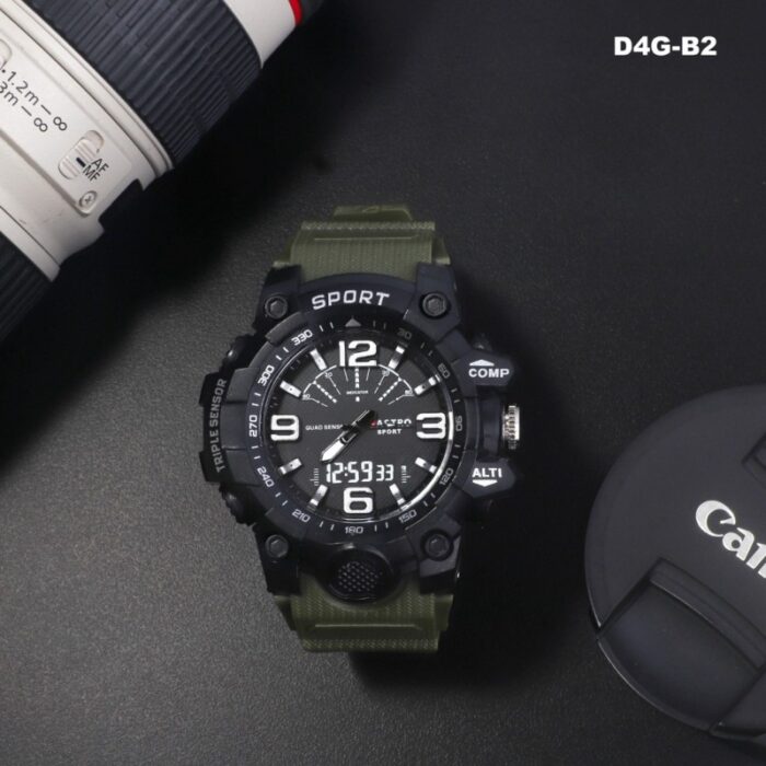 ⁦ساعة يد رقمية رياضية للرجال حزام سيليكون لون أخضر ماركة Sport Shock⁩ - الصورة ⁦2⁩