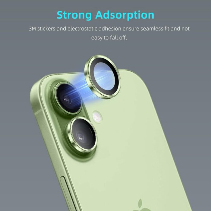 ⁦طقم حماية 2 قطع لعدسات كاميرا لايفون 12 لون أخضر فاتح⁩ - الصورة ⁦2⁩