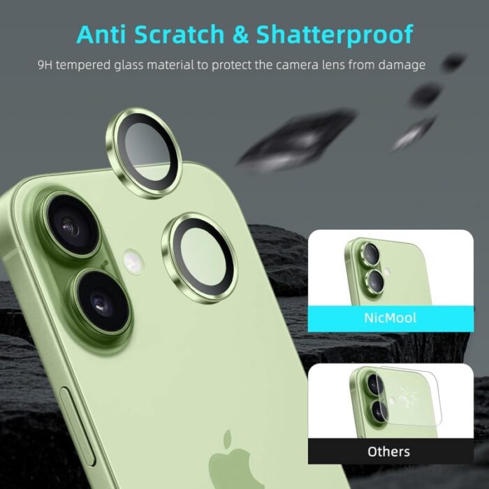⁦طقم حماية 2 قطع لعدسات كاميرا لايفون 12 لون أخضر فاتح⁩ - الصورة ⁦3⁩
