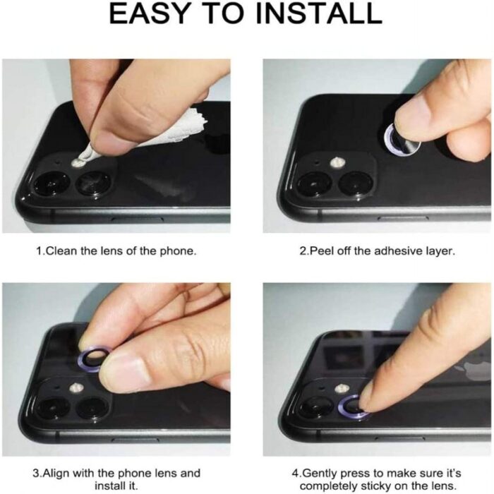 ⁦طقم حماية 3 قطع لعدسات كاميرا لايفون 11pro max لون أسود⁩ - الصورة ⁦3⁩