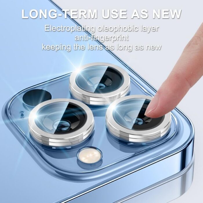 ⁦طقم حماية 3 قطع لعدسات كاميرا لايفون 11pro max لون سيلفر⁩ - الصورة ⁦3⁩