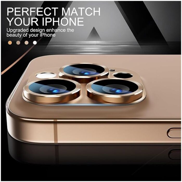 ⁦حماية عدسة كاميرا آيفون 11Pro Max/ 11 Pro قطعة واحدة لون ذهبي⁩ - الصورة ⁦2⁩