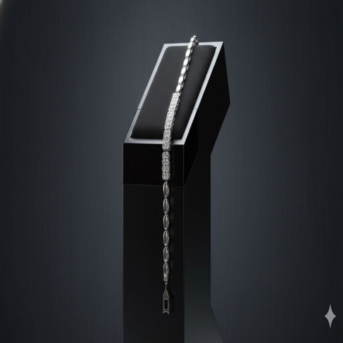 ⁦سوار ستانلس أنيق للصبايا من الزركون لون فضي⁩ - الصورة ⁦3⁩