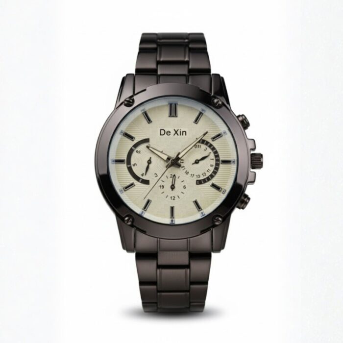 ⁦ساعة يد رجالية دائرية ستانلس ستيل⁩ - الصورة ⁦2⁩