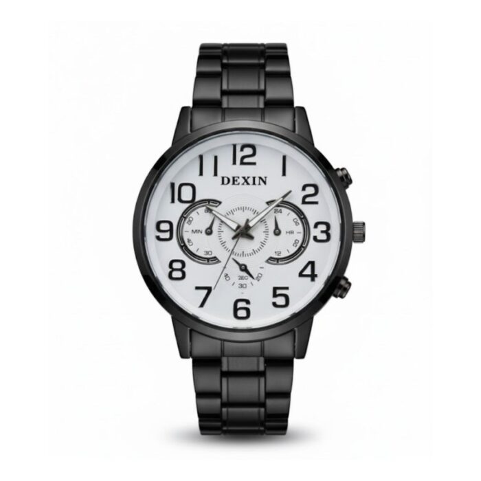 ⁦ساعة يد رجالية دائرية ستانلس ستيل⁩ - الصورة ⁦2⁩