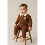 ⁦طقم صوف ولادي لون بني⁩ - الصورة ⁦2⁩