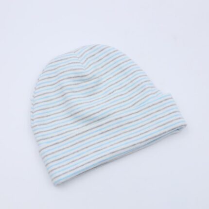 طاقية بيبي مخططة أزرق و سكني