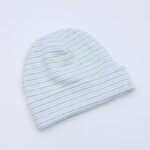 ⁦طاقية بيبي مخططة أزرق و سكني⁩ - الصورة ⁦2⁩