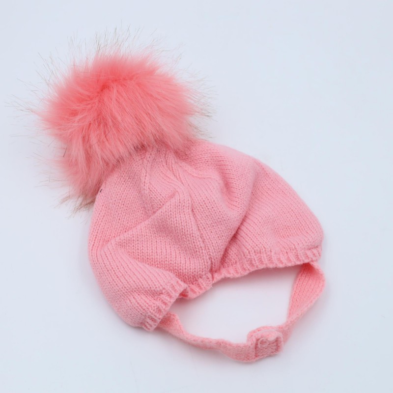 ⁦طاقية للبيبي لون زهري⁩ - الصورة ⁦1⁩