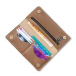 ⁦محفظة ستاتي من الجلد الطبيعي البقري مطرزة بالتطريز الفلسطيني مقاس 20×9.5 سم لون بيج⁩ - الصورة ⁦2⁩