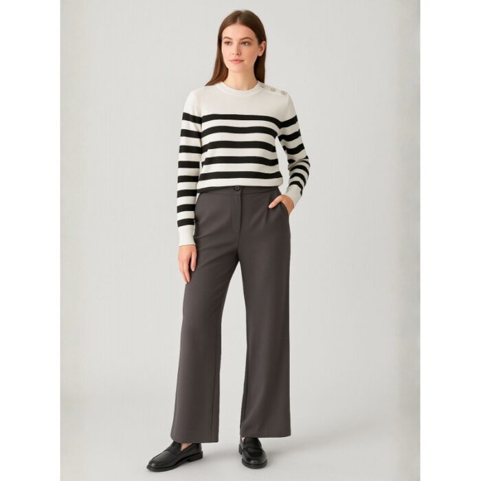 ⁦بنطلون ستاتي قماش لون سكني⁩ - الصورة ⁦2⁩