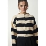 ⁦جرزة ستاتي بسحاب لون بيج مخطط أسود Happiness İstanbul⁩ - الصورة ⁦2⁩