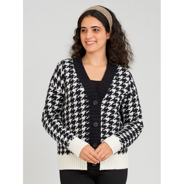 ⁦جرزة ستاتي لون أسود نقشة أبيض⁩ - الصورة ⁦2⁩