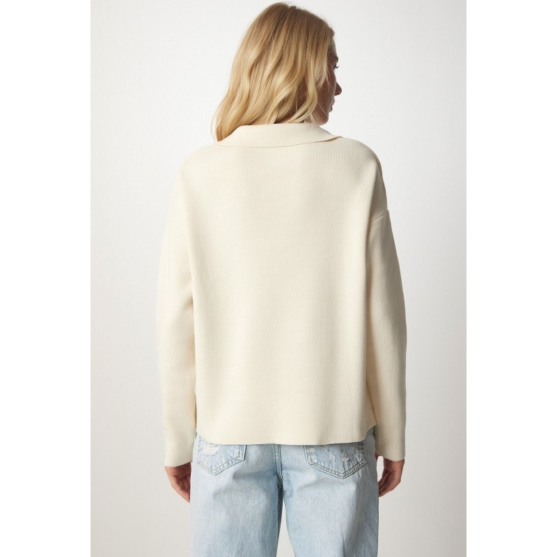 103394523_698fc120ee83e بلوزة ستاتي شتوي لون بيج فاتح Happiness İstanbul - الصورة 1