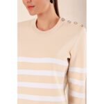 ⁦بلوزة ستاتي لون بيج مخطط أبيض Bigdart⁩ - الصورة ⁦3⁩