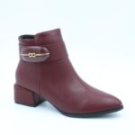 ⁦جزمة نسائية سحاب ساق متوسط الطول لون عنابي⁩ - الصورة ⁦7⁩