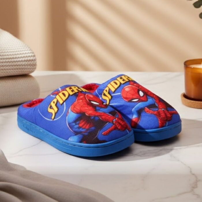 ⁦شبشب شتوي فرو من الداخل سبايدر مان للأطفال لون أزرق⁩ - الصورة ⁦6⁩