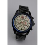 ساعه يد رجالية دائرية ستانلس ستيل لون أسود