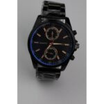 ساعه يد رجالية دائرية ستانلس ستيل لون أسود